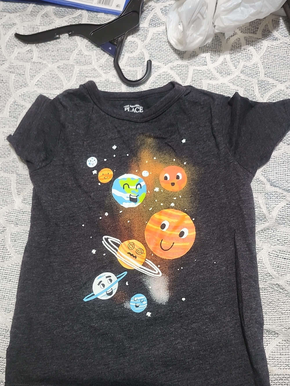 The Children's Place Charcoal Solar System Smiley Planets Tee